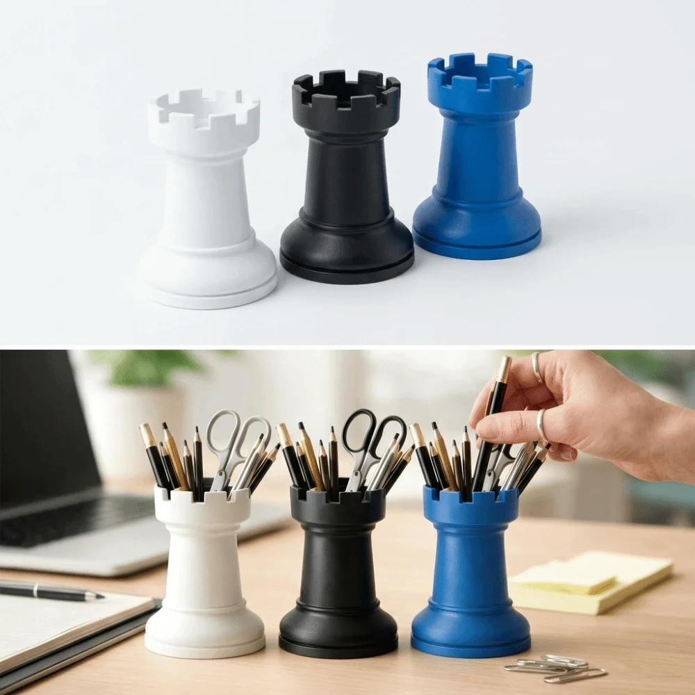 Storage Plastic Chess-Themed Pen Holder Portable Multi-function Desk Storage Creative Pen Holder Home