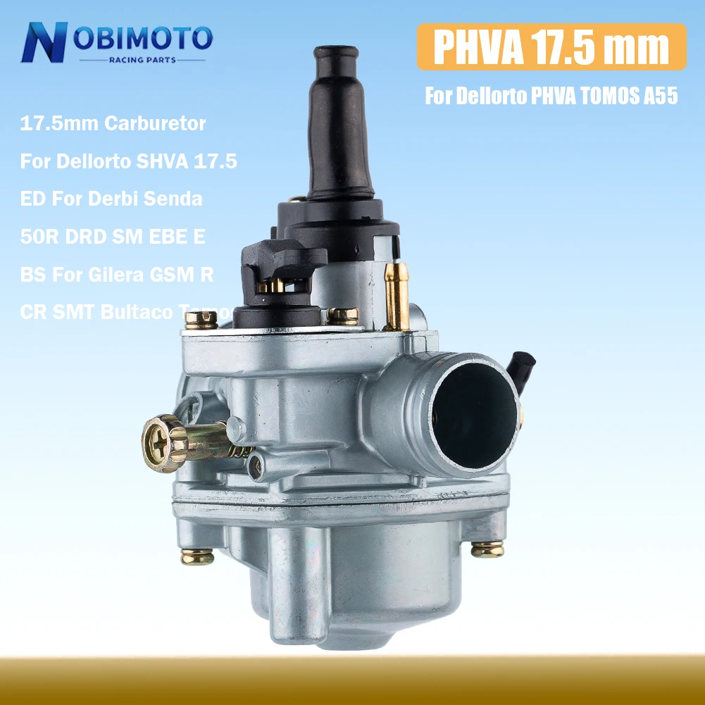 17.5mm Carburetor For Dellorto PHVA TOMOS A55 50cc 80cc 50R DRD Motorcycle Carb Scooters Motocross Accessories Dirt Pit Bike