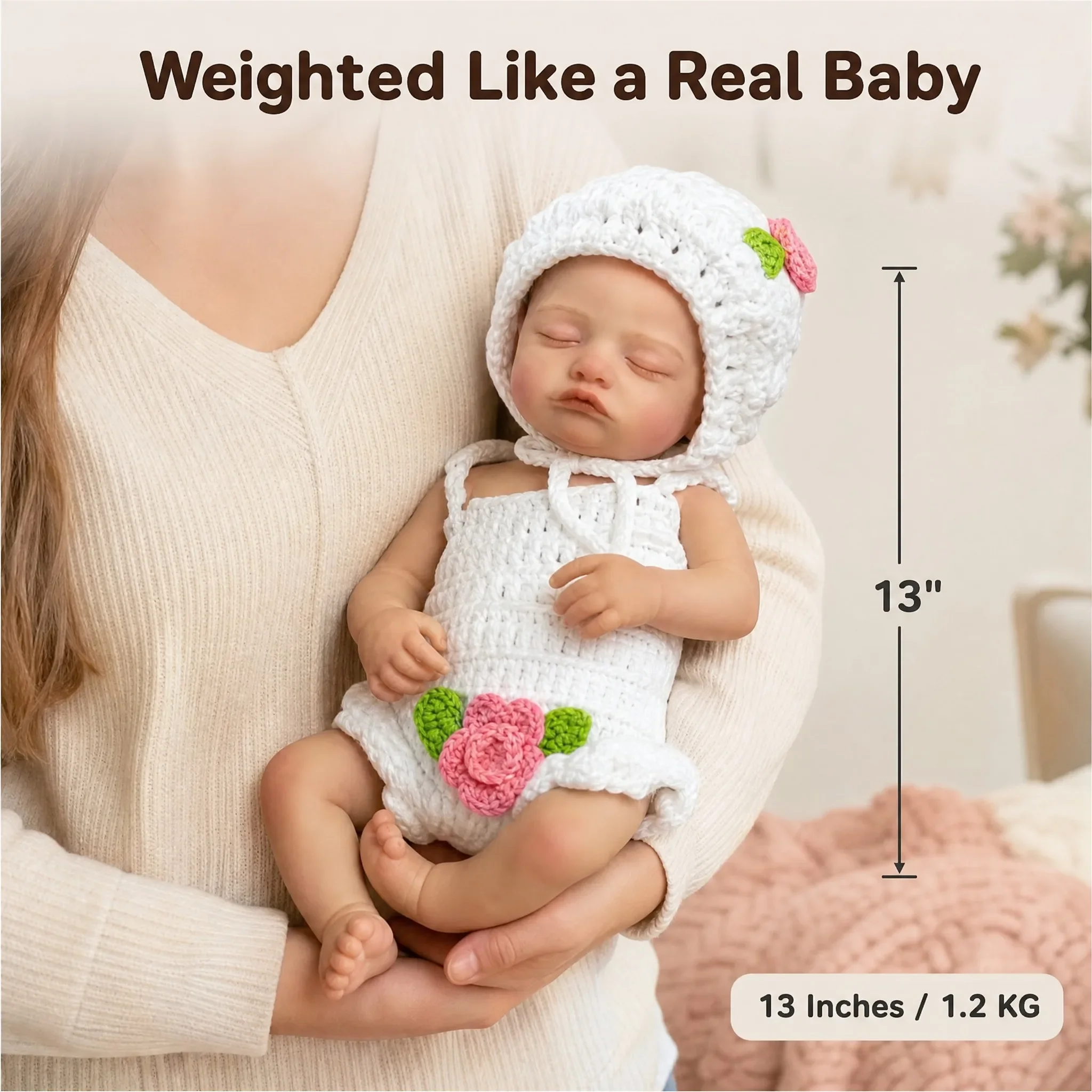 NPK 13inch Silicone Version Reborn Rosalie Solid Silicone Elastic Strechable Collectible Art Dolls Gift for Holidays Christmas