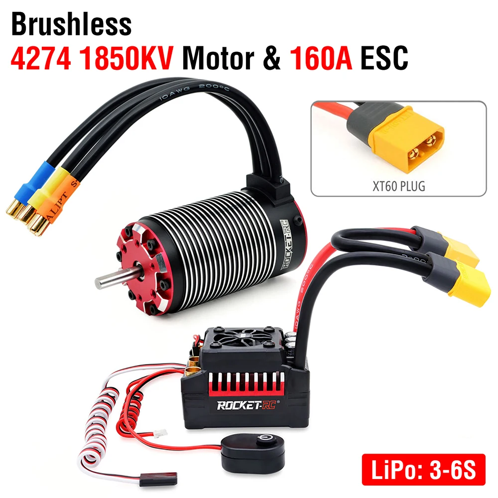 Overtreffen Hobby Motor Raket-Rc Borstelloze En Esc Combo 4268 4274 4282 4292 160a 130a Voor 1/8 1/7 Rc Auto Truck Traxxas Wltoys Hsp