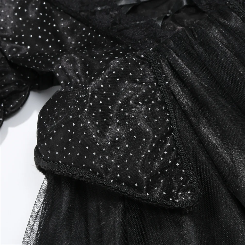 Evil Queen Halloween Cosplay Costume Girl Black Witch Princess Dress Kid Birthday Carnival Party Clothes Stage Performance Frock image 5