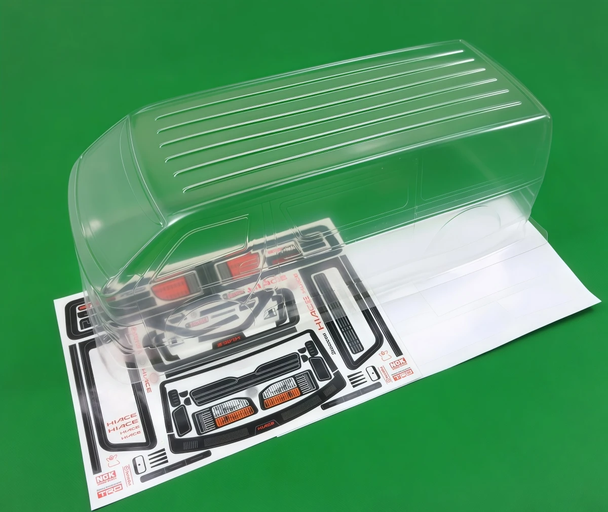 1/10 Hiace Classic Van Clear PC Body Shell 190mm Width 258mm Wheelbase with Decals for RC Touring Drift Cargo Van Car