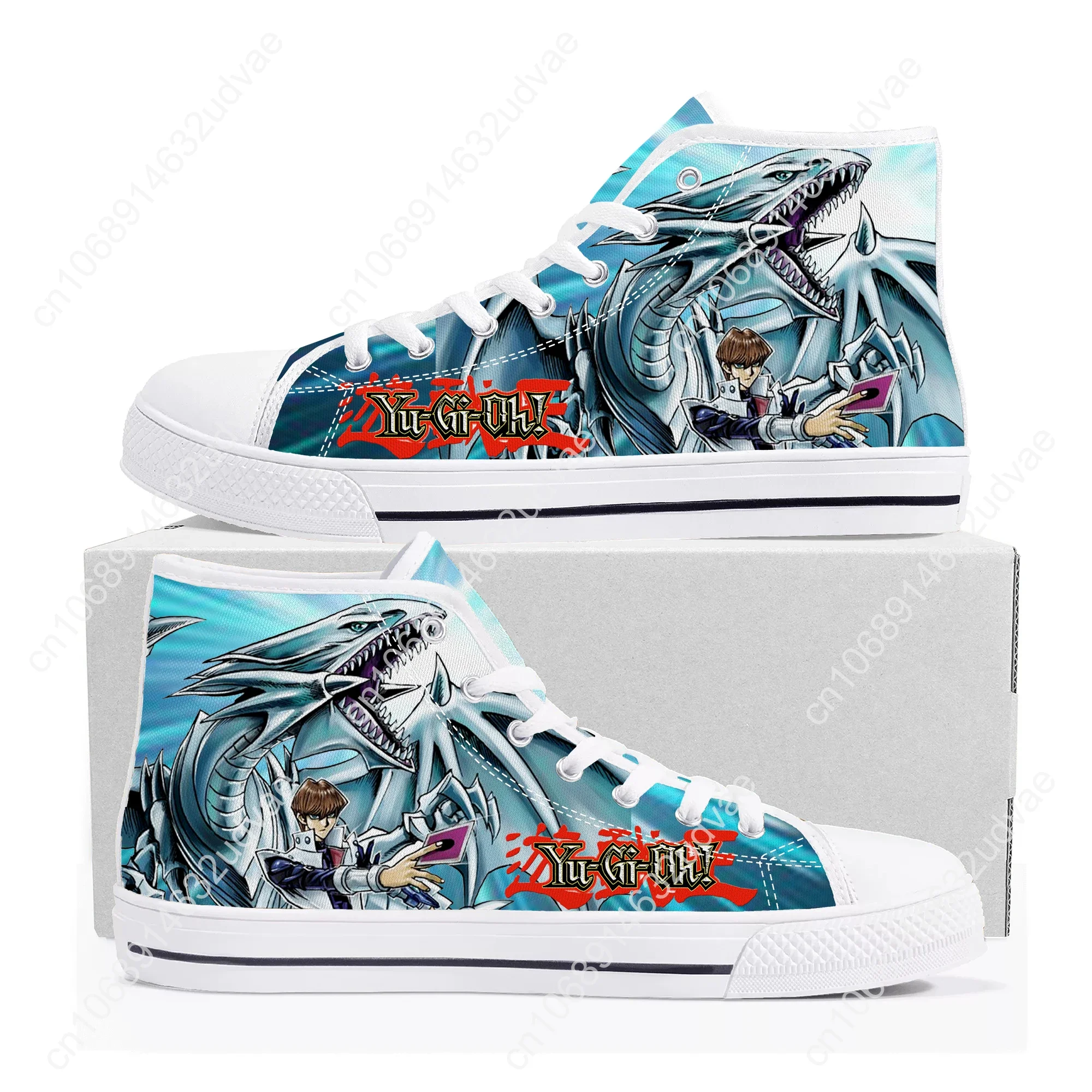 Blue Eyes White Dragon YuGiOh Seto Kaiba High Top Sneakers pour hommes et femmes, chaussures de couple décontractées pour adolescents, chaussures personnalisées, toile de rencontre