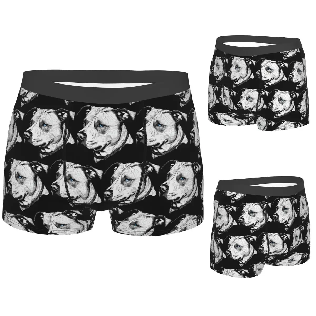 

Boxer Underpants Shorts Minimalist Line Pitbull With Blue Eyes Panties Male Comfortable Underwear for Homme Man Boyfriend Gifts