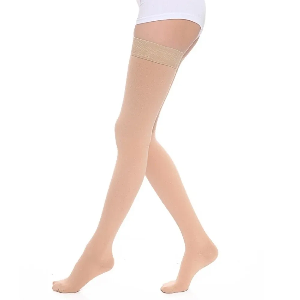 with Silicone Band Varicose Veins Compression Stockings Pressure Level 2 High Elastic Graduated Pressure Stockings 23-32MMHG