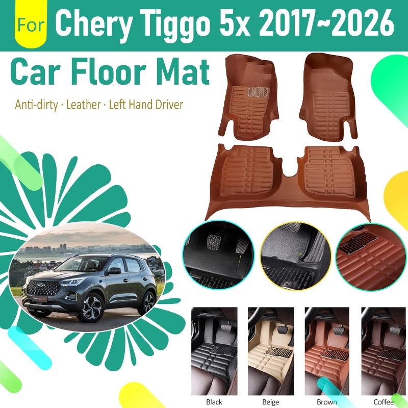 

Car Floor Mats For Chery Tiggo 5x 4 3 e DR 4.0 5.0 2017~2026 Dustproof Foot Pad Left Hand Driver Carpet Car Interior Accessories