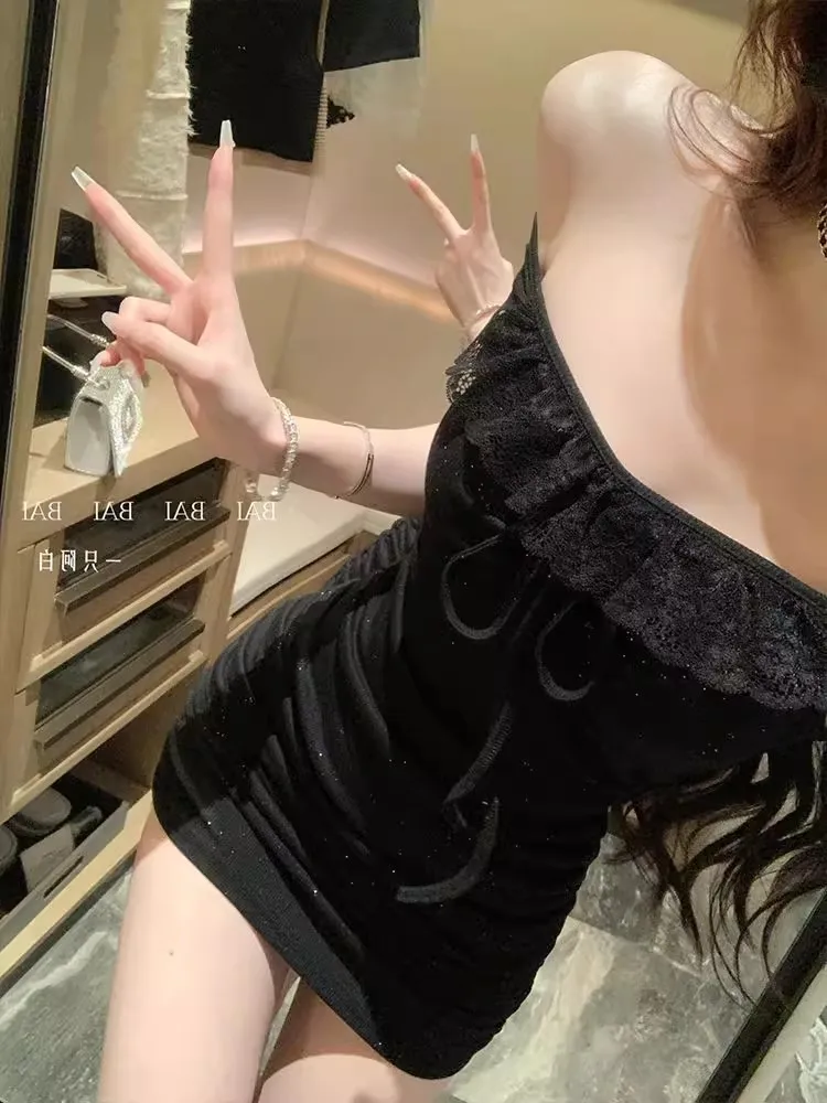 여성용 민소매 퍼플 여름 오프숄더 원숄더 스트랩리스 스트랩 없는 섹시 드레스