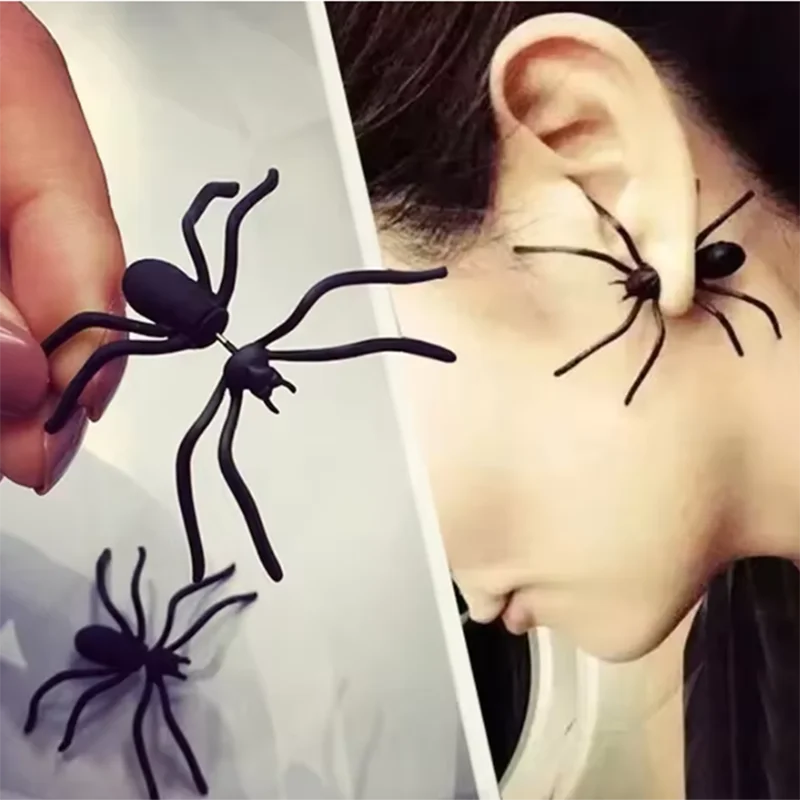 

Aihua 1pc Black Color Spider Stud Earrings for Women Unique Design Punk Personality Female Small Earrings Black Ear Jewelry