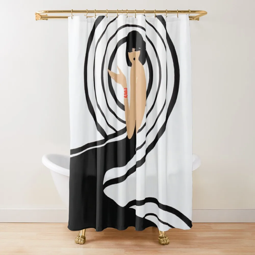 

Retro Fashion Print, Black and White Minimalist Vintage Poster Shower Curtain Shower Bathroom Luxury Bathroom Shower Curtain