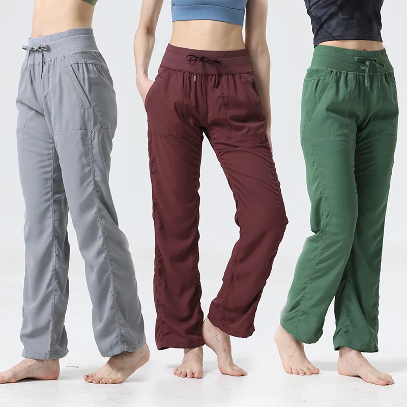 

Женские быстросохнущие свободные брюки для йоги с высокой талией и большими карманами, подходящие для поездок на работу, фитнеса и танцев.