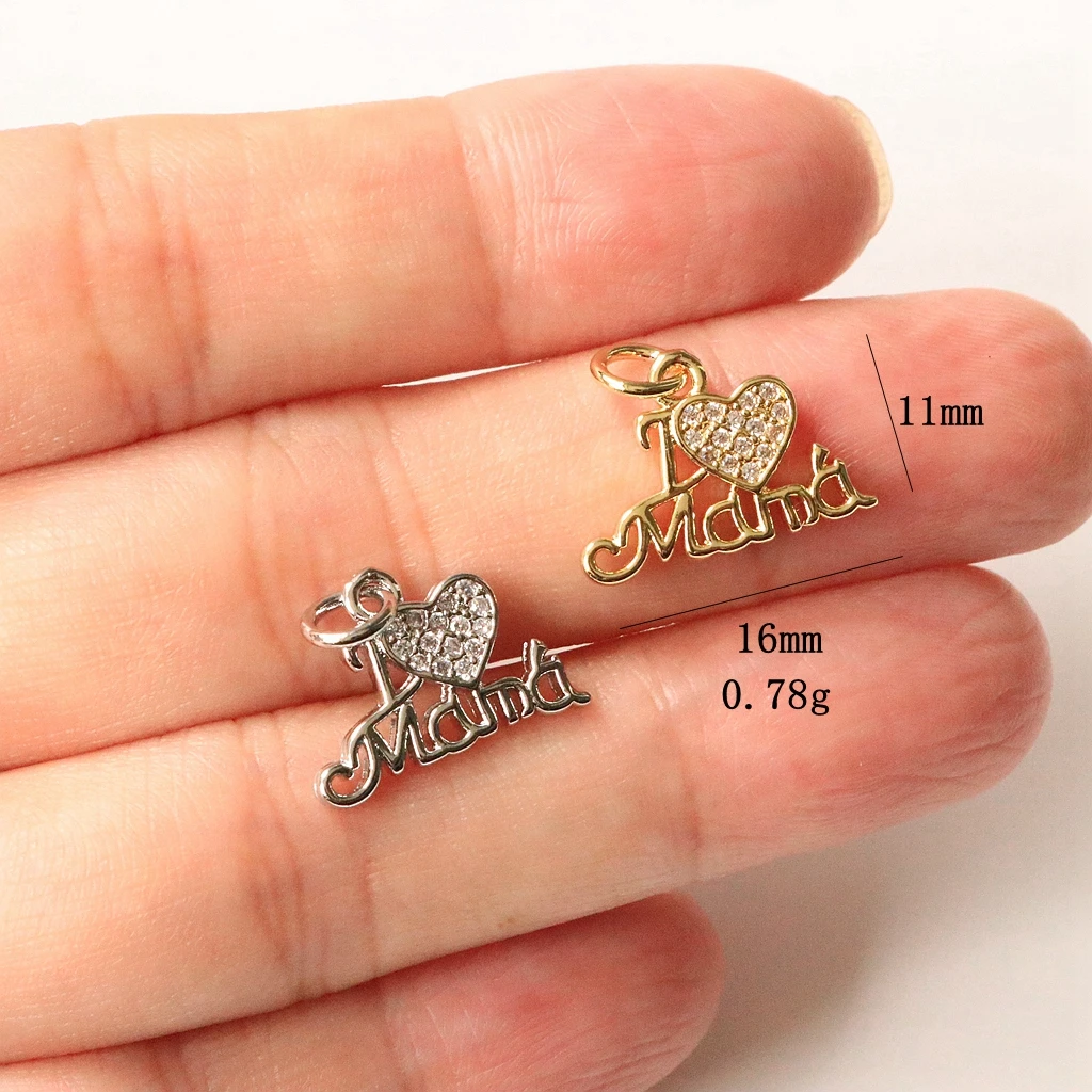 

10pcs-16*11mm MOM Charms with Rhinestone Fit for Bracelet Necklace Bangle Making DIY Jewelry Gift
