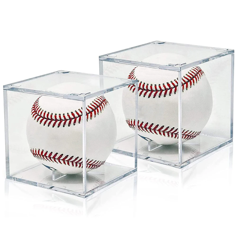 Clear Baseball Holder Box Acrylic Transparent Baseball Showcase Square Dustproof UV Protection Perfit For Memorable Collection