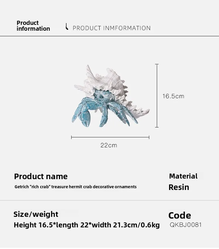 Creative Hermit Crab Ornament Art Decor Desktop Decoration for Home Living Room Entrance Housewarming Gift