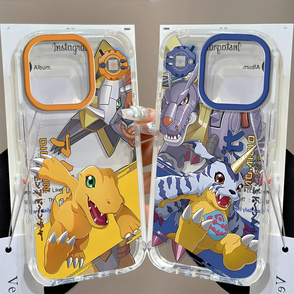 Cartoon Niedliche D-Digimons Handyhülle für iPhone 17 16 16e 15 14 13 12 11 Mini Pro Max XR XSMax 7 8 Air Plus Transparente Rückseite