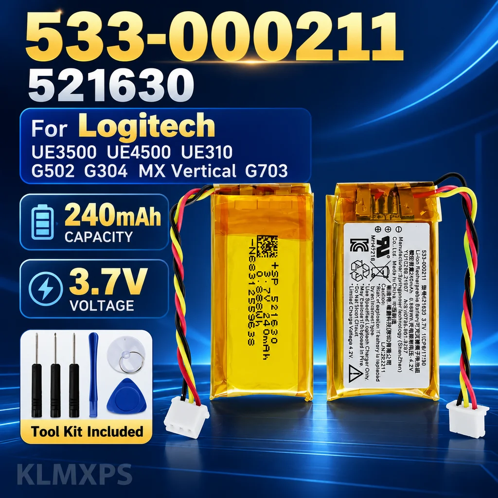 Repair Battery For Logitech G PRO X 304 502 703h UE3500 UE4500 UE310 G502 G304 MX Vertical G703 240mAh 533-000211 521630 Tools