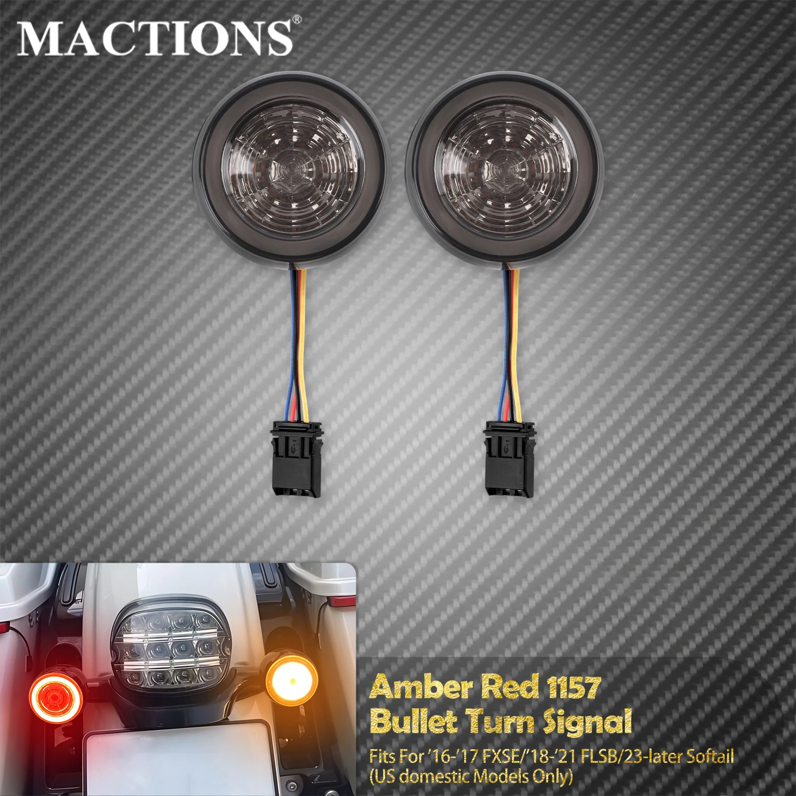 

Motorcycle Bullet Rear LED Turn Signal Inserts Brake Light Indicator Lamp For Harley Softail Sport Glide FLSB 18-21 FXSE 16-2017