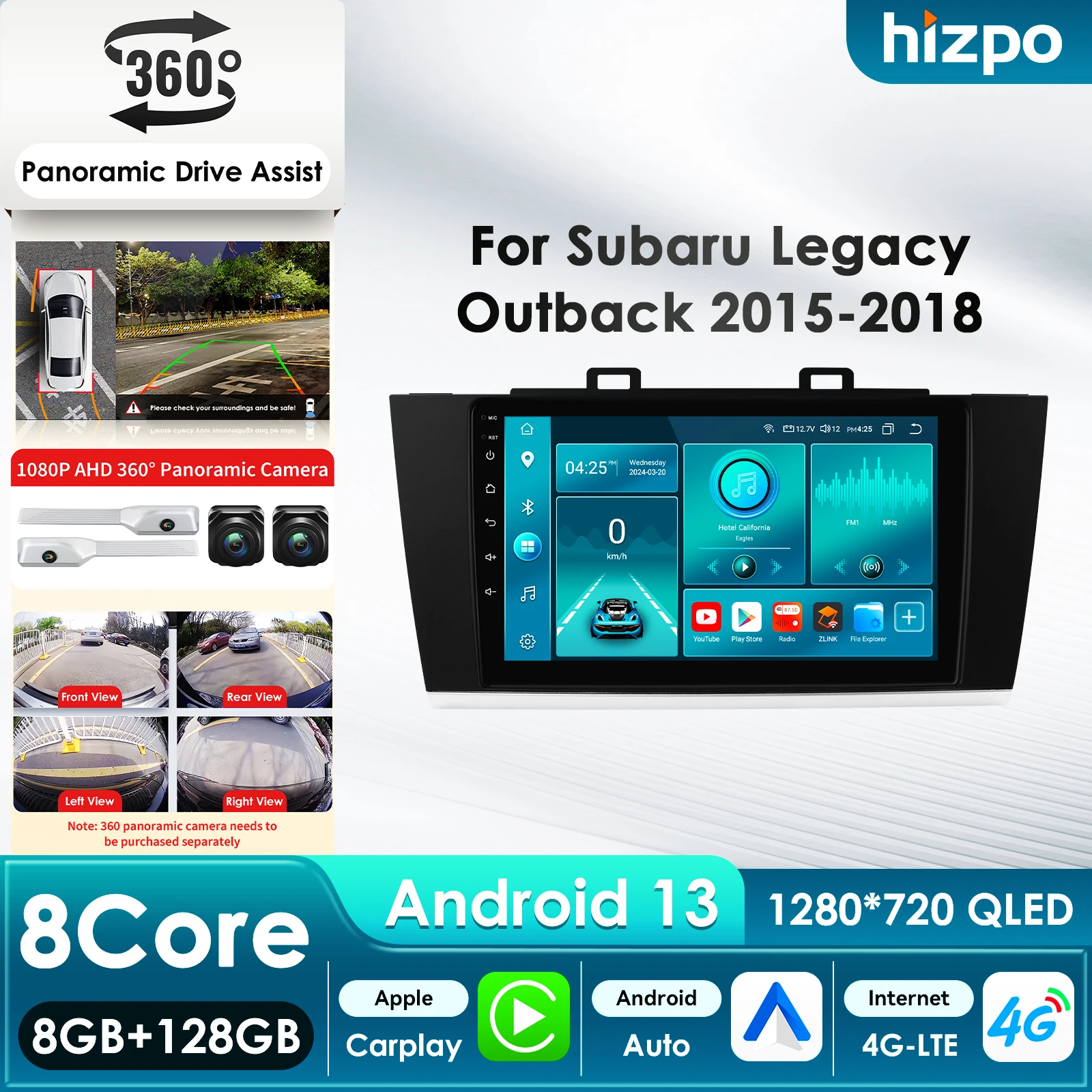 Hizpo 8Core  Car Multimedia Player for  Subaru Legacy Outback 2015 -2018 4G Autoradio  GPS BT 4G-LTE WiFi AI Intelligent Systems