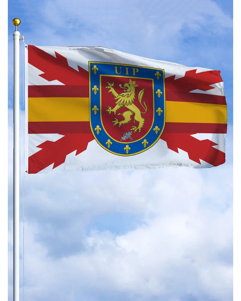 Bandera de la Policía Nacional de Intervención de Borgoña, España, 3x5 pies, Cruz de Borgoña, Tapiz de Poliéster Impreso para Decoración