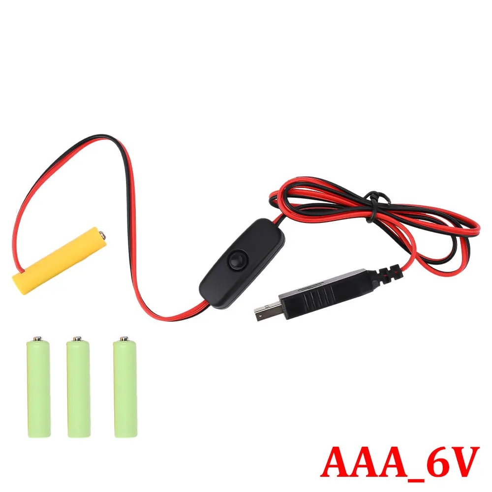 Universele 3/4.5/6V AA AAA Batterij USB Voeding Vervangen AA/AAA Batterij Vervanging kabel voor Klok Speelgoed Licht LED Met Schakelaar