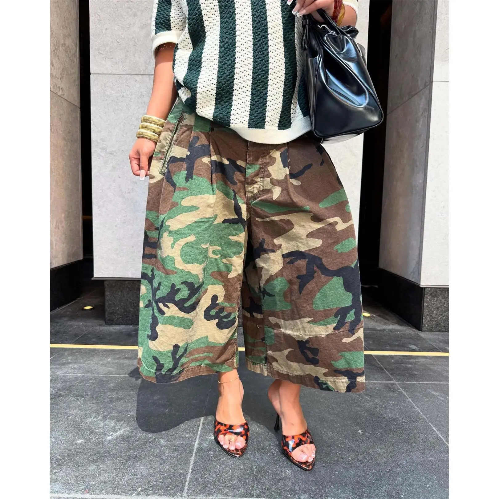 Casual Fashionable Women's Cross-Border Style Streetwear Leisure Pants CleanFit Low Waist Cotton PVC Material Non-Stretch
