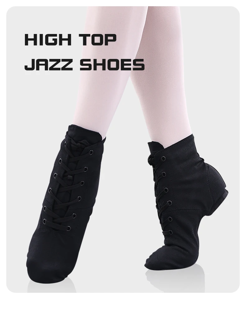 High Top Canvas Tanz schuhe Herren und Damen Schnür ballett schwarz weiß rot Jazz schuhe – Detail 1