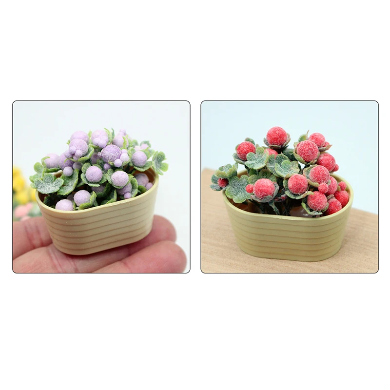 1/12 Dollhouse Simulation Flower Plant Potted Dollhouse Mini Home Decoration Dolls House Micro Landscape Plant Accessories