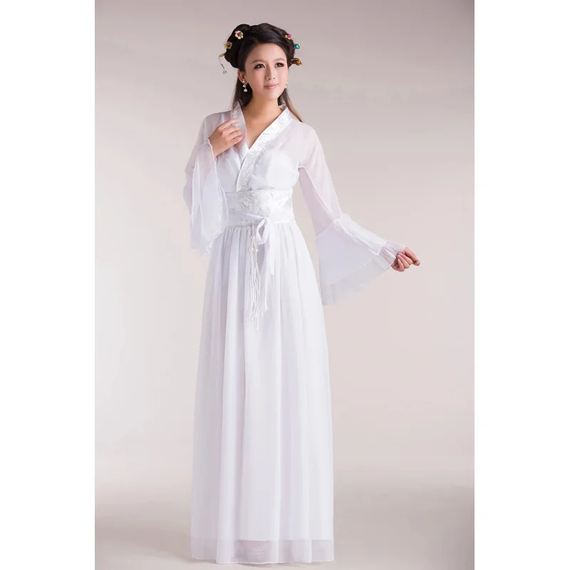 중국 전통 여성 한푸 원피스, 중국 요정 원피스, 레드 화이트 한푸 의류, 중국 고대 코스튬