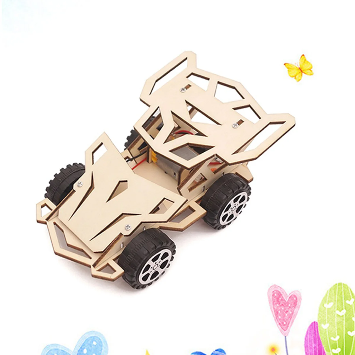 1pc Electric Wooden Racing DIY Manual 3D Jigsaw Auto Puzzle Assembled Toy without for Kids Pupils