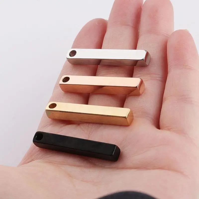 

10 Pieces 5* 35 mm DIY Stainless Steel Three-Dimensional Rectangular Necklace Pendant Mirror Polishing Support Laser Engraving