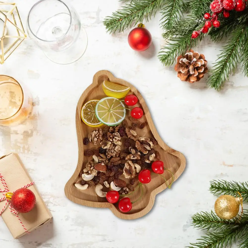 

Modern Home Fruit Bowl Holiday Serving Platter Festive Christmas Tree Serving Tray for Snacks Modern Bamboo Platter for Holiday