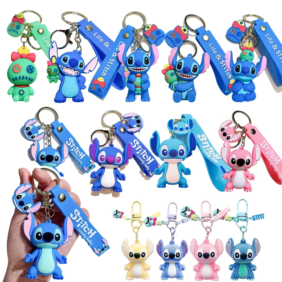 Llavero de Stitch de moda, figura de Stitch de anime, colgante rosa dulce para bolso, adornos para coche, accesorios para llaves, regalo de Navidad para niñas, juguetes