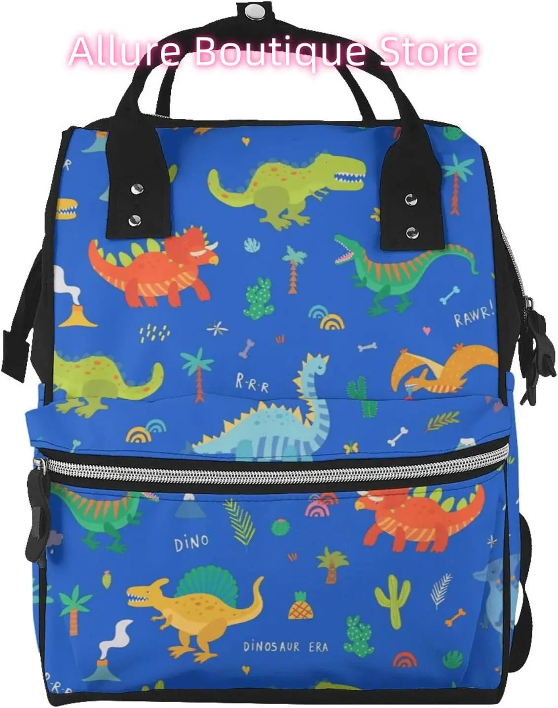 

Funny Dinosaur Print Diaper Bag Backpack for Women Large Capacity Nappy Bag Multifunction Waterproof Mummy Backpacks for Mom Dad