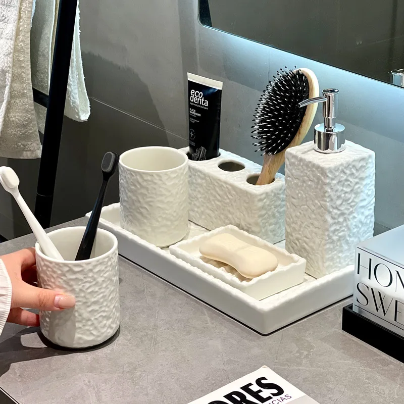 Toothbrush holder Wash set Light luxury bathroom countertop Electric toothbrush Toothpaste ceramic rack Toilet storage rack