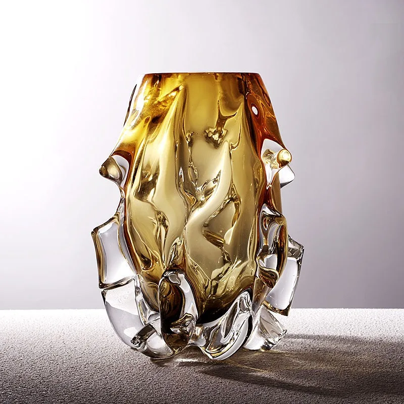 Light Luxury Creative Crystal Glass Vase, Living Room, Entrance, Aquaculture, Flowers, Advanced Sense, Home Vase Insertion Art