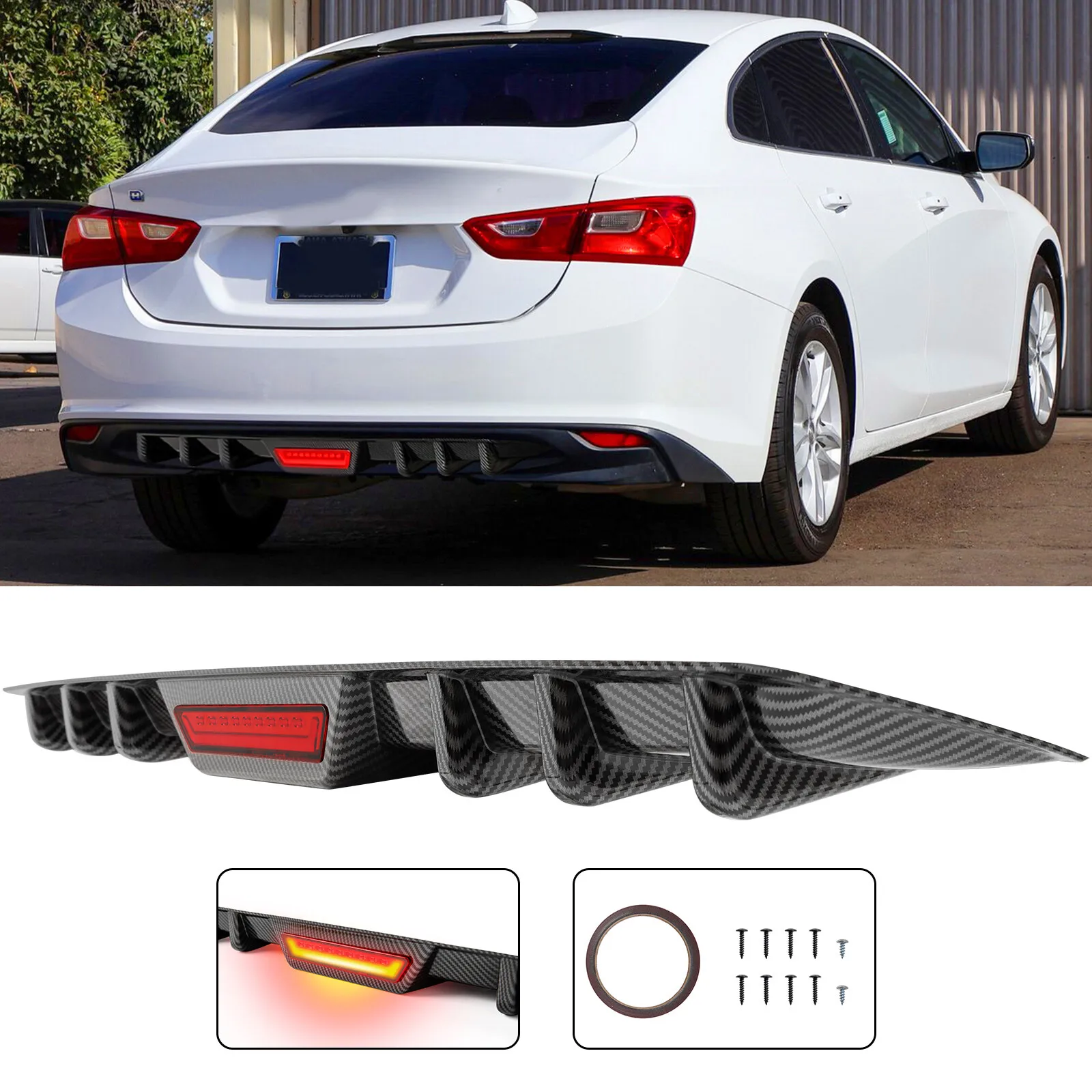 

Задний диффузор-спойлер с LED-подсветкой стоп-сигналов для Chevrolet Malibu 2013-2021