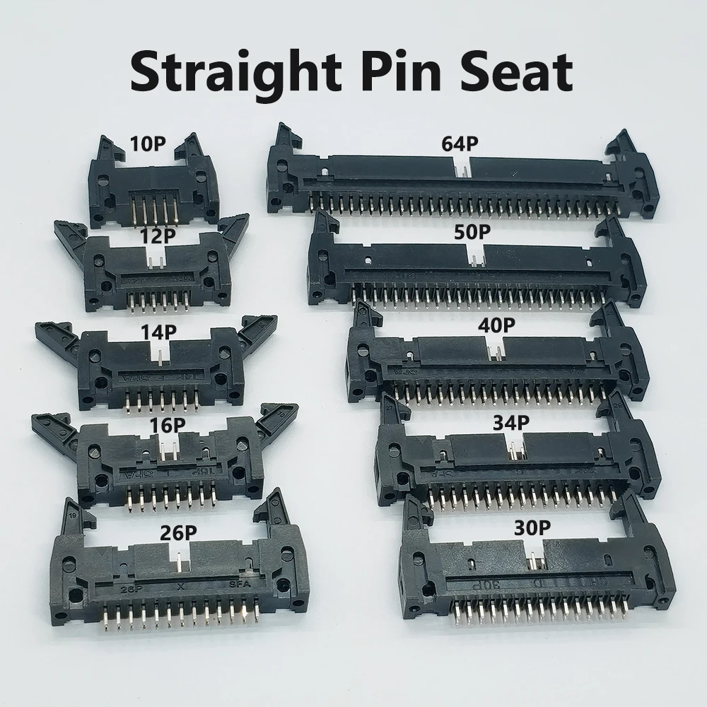 20 Stück DC2 10/12/14/16/20/26/30/34/40/50/64 Pin 2,54mm Rastermaß Stecker Gerade Winkel IDC Box-Header-Verbinder für FC-Kabel – Detail 1