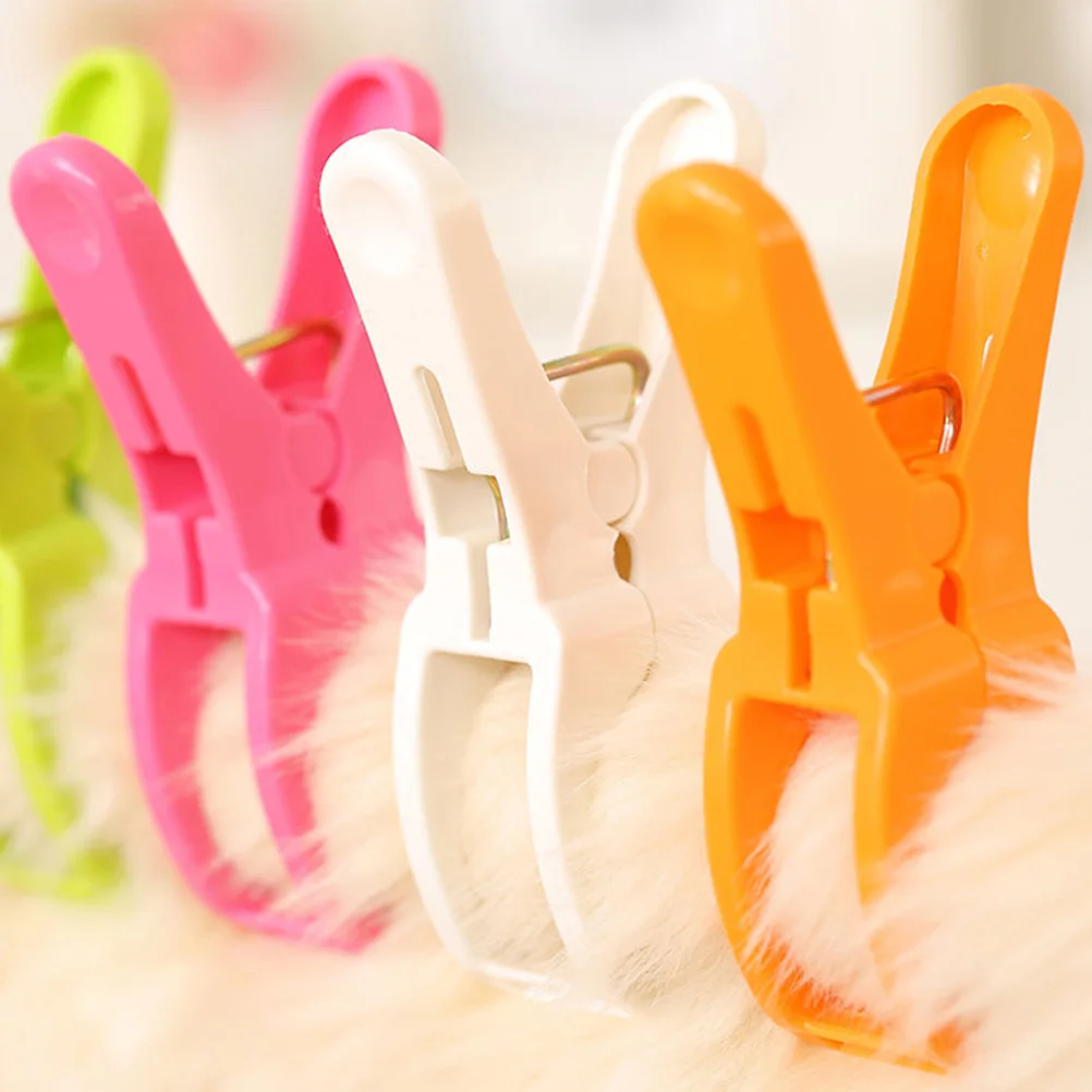 

10Pcs Plastic Windproof Clothes Clip Non-Slip Quilt Clamp for Towels Clothes Laundry Drying Clips Secure Hold Random Color