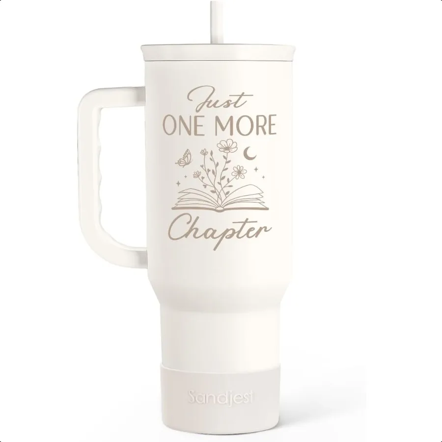 

Book Lover Gifts for Women Just One More Chapter Tumbler with Handle Stainl Steel Insulated Coffee Travel Mug Cup Gifts for Wom