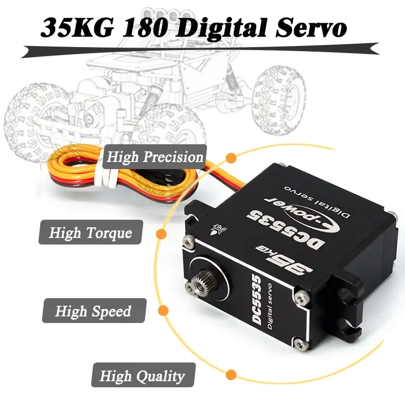 Servo digital impermeable 35KG DC5535 35kg 180 ° /270 ° /360 °   Caja de aluminio completa, engranaje de acero inoxidable de alto par para coche RC 1/8 1/10