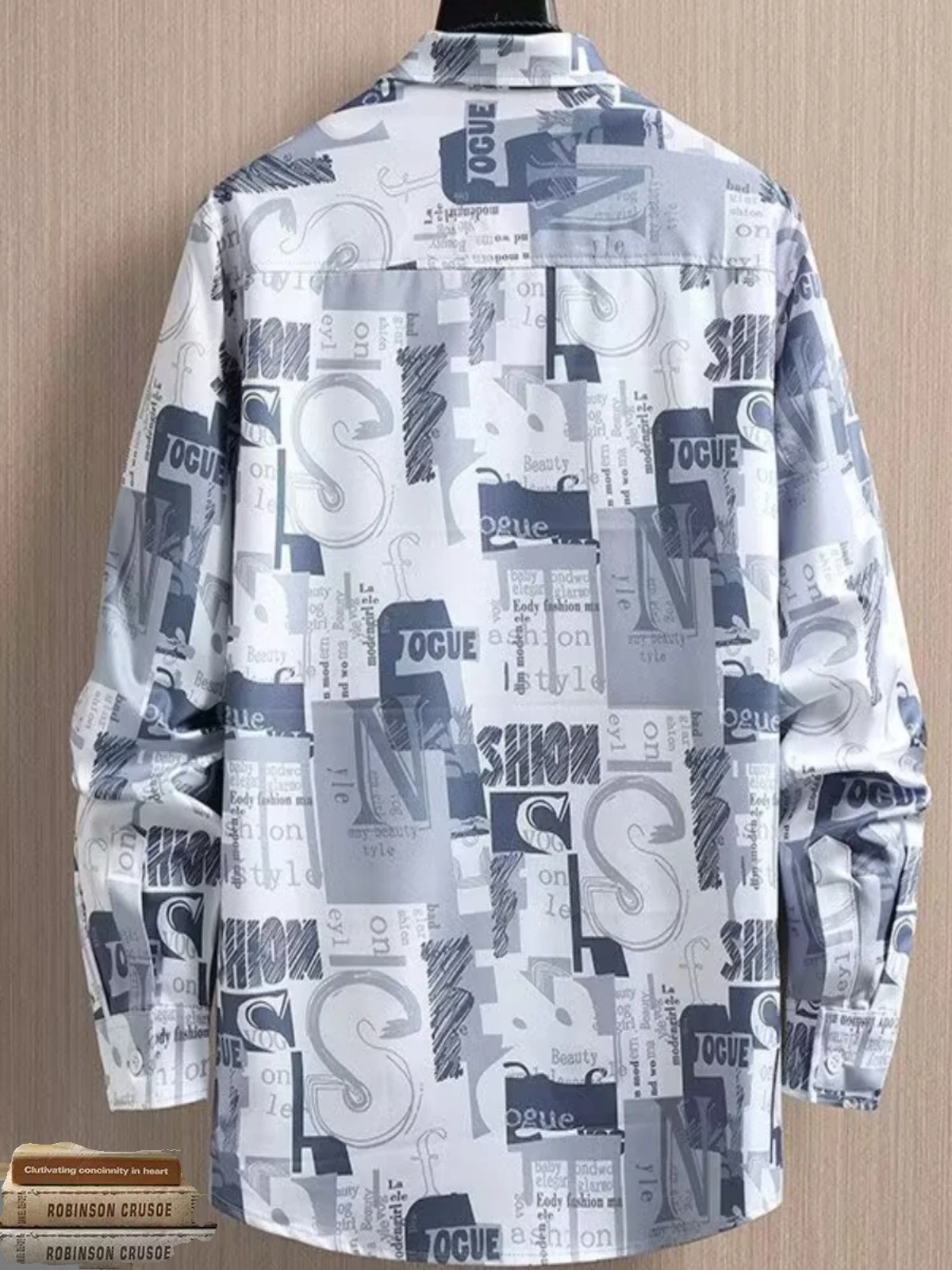 

Iron-Free Long Sve Men's irt Spring Autumn Loose Outerwear Trendy Print Casual irt Men's Wear Top Stand Fit