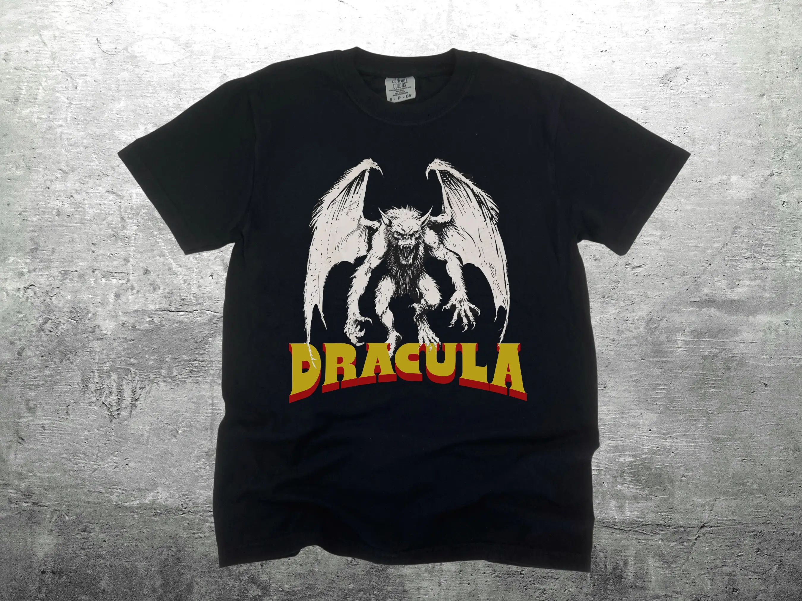 Dracula T-Shirt Vintage Halloween Horror Retro Literatur Buch Liebhaber Vampir Monster Fledermaus Komfort Farben