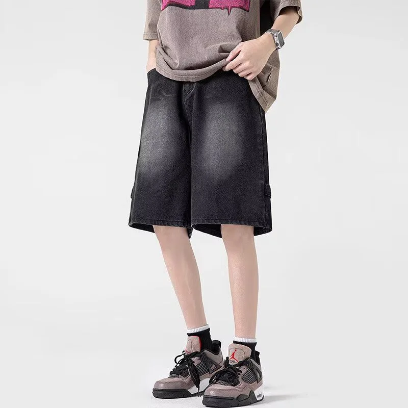 

Новинка 2024, мужские джинсовые шорты-карго с застежкой-молнией, уличная одежда Y2K, мешковатые джерсы с прямыми штанинами, модные джинсовые бермуды в стиле хип-хоп