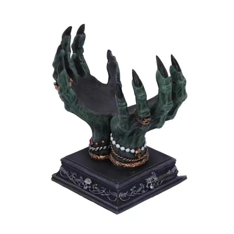 Beyond The Grave Horror Hand Crystal Ball Gothic Home Decor For Bedroom Witch Crystal Ball Display Stand Rack Desktop Ornament