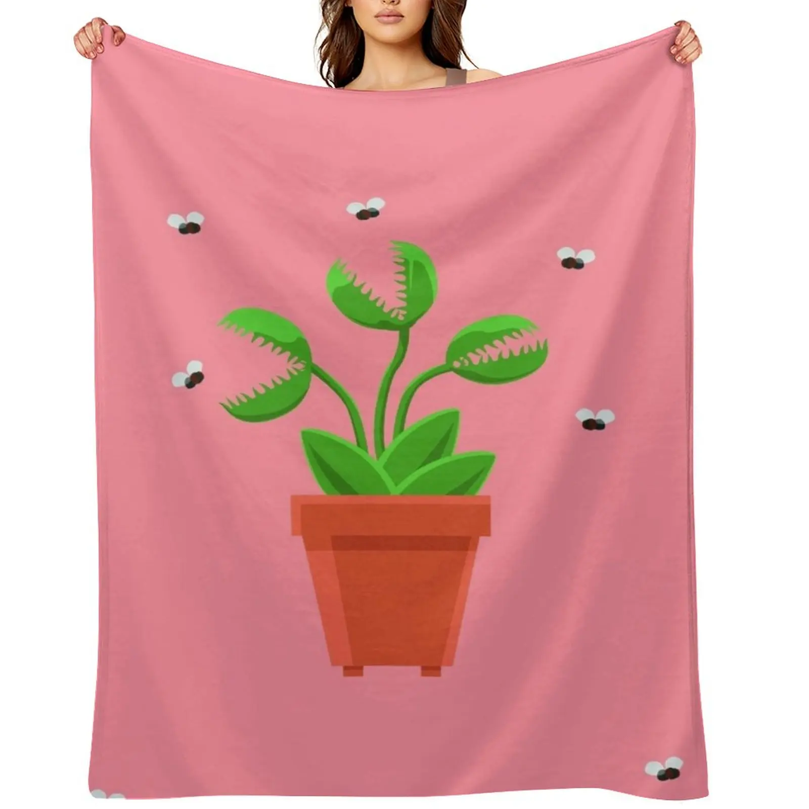 

pink venus fly trap Throw Blanket Summer Hairy Furry christmas decoration Blankets