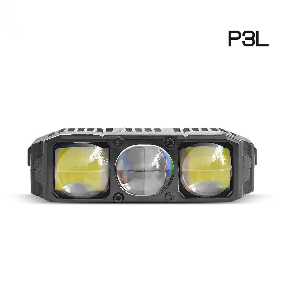 2025 New Triple-Eye Spotlight 80W Dual Color LED Motorcycle Car Headlight Grill Lamp 15000LM High Power Upgrade Car Accessories
