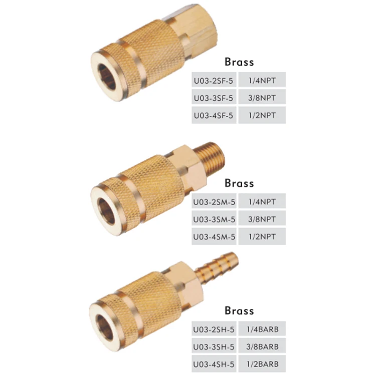 Acoplamiento rápido tipo ARO de EE. UU., cuerpo de 1/4 pulgadas, latón/acero, tapón para manguera de aire de 8mm, accesorios de herramientas y accesorios neumáticos