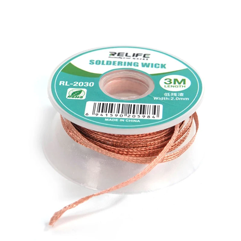 

RELIFE 2.0MM Soldering Wick Remover BGA Desoldering Braid Wire for Mobile Phone Motherboard Tin Remove Welding Repair Tools