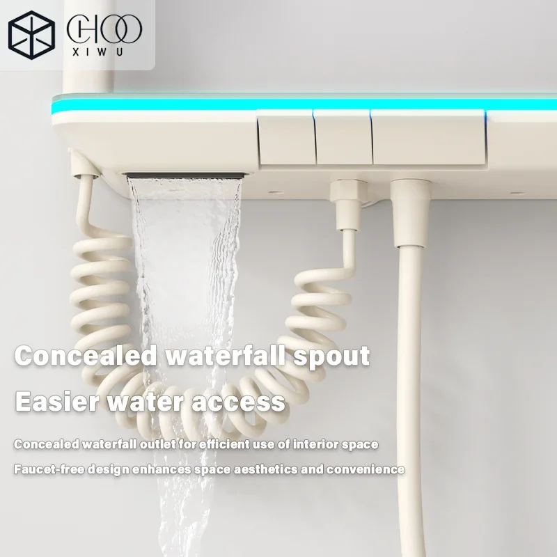 Keran Bak Mandi Digital dengan Layar Temperatur Pintar, Model Air Terjun, Terpasang di Dinding, Keran Kamar Mandi, Keran Shower, Mixer Crane