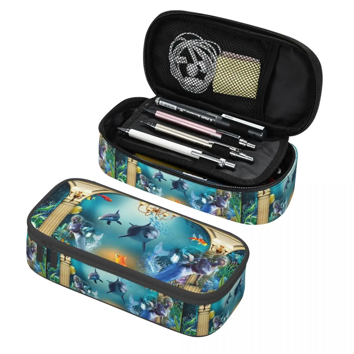 

Пользовательские дельфины рисуют три коллекции милый пенал для мальчиков и девочек большой емкости пенал студенческие канцелярские принадлежности