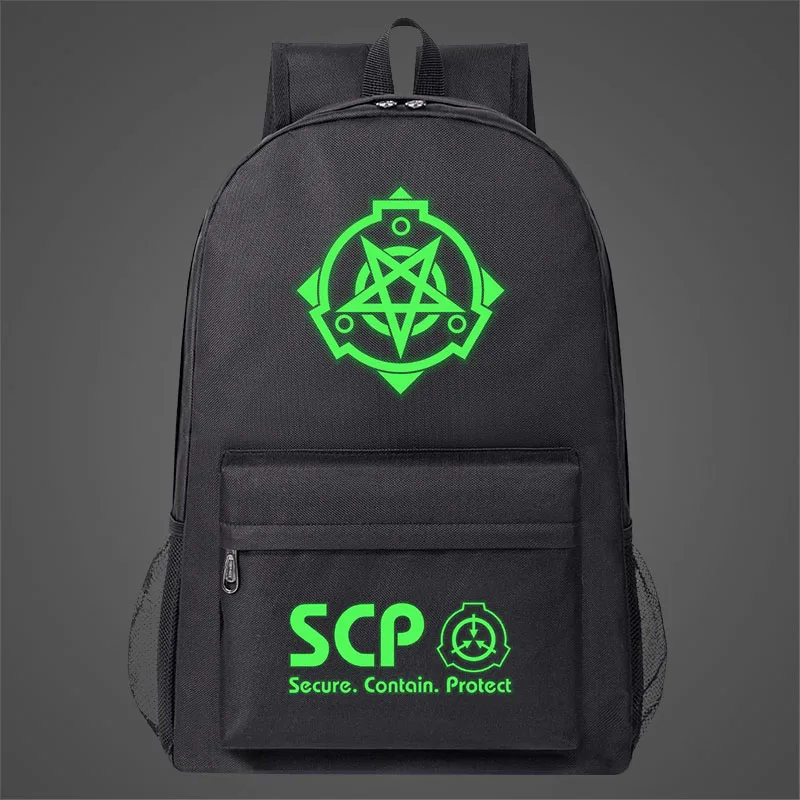 

SCP Foundation Backpack Blue Fluorescent Luminous children school backpack school bag for Boy SCP Game Travel Bagpack Laptop Bag